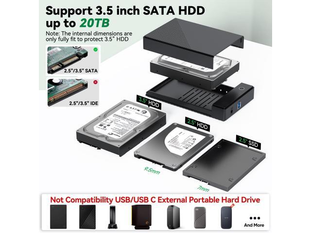 Bailink 3.5 Hard Drive Enclosure, USB 3.0 Internal/External Hard Drive Case Lay-Flat Dock Station for 3.5/2.5 inch SATA HDD Up to 20TB Data...