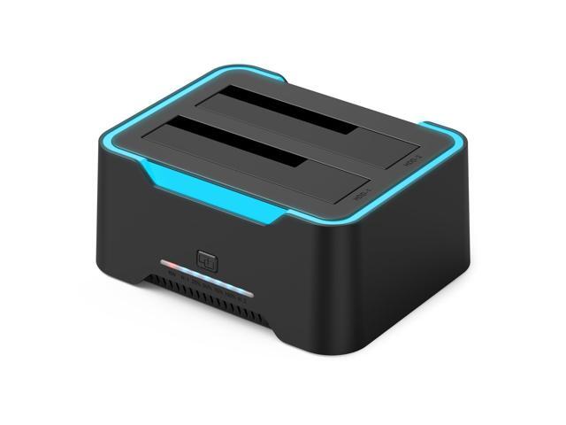 High Performance RGB SATA to USB 3.0 Hard Drive Docking Station with Offline Clone, USB 3.0 to SATA I/II/III Dual Bay External SSD/HDD Dock for...