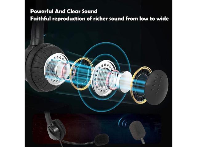 WIILGN 103U Computer Headset with Microphone Noise Cancelling, USB Wired Binaural Headset, Boom Mic Mute Button Call Center Headphone, Foldable...