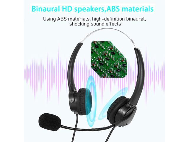 WIILGN 103U Computer Headset with Microphone Noise Cancelling, USB Wired Binaural Headset, Boom Mic Mute Button Call Center Headphone, Foldable...