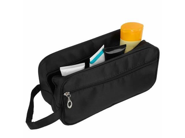Black Soft Zipped Travel Toiletry Bag Men Shaving Women Cosmetics Supply Organizer Case Dopp Kit
