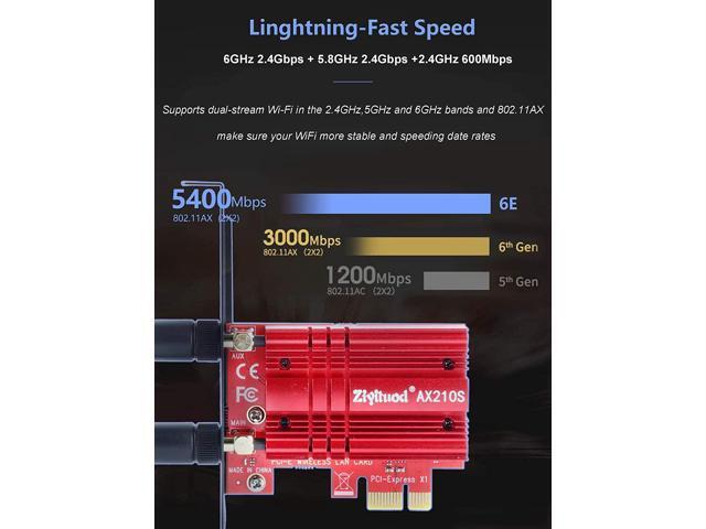 Ziyituod WiFi 6E Card, AX210S Wireless 5400Mbps with Bluetooth 5.3 Adapter, PCI Express WiFi Network Card Dual Band (2.4GHz/5GHz/6GHz) PCI-E Card...