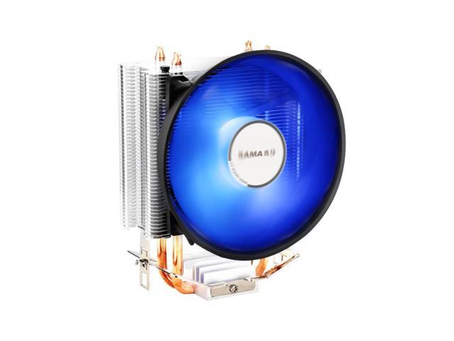 SAMA SC210 Black CPU Air Cooler with 2 Copper Heat Pipes Direct Contact Technology for AMD/Intel Universal Socket PWM 12mm Blue Led Effect Fan.