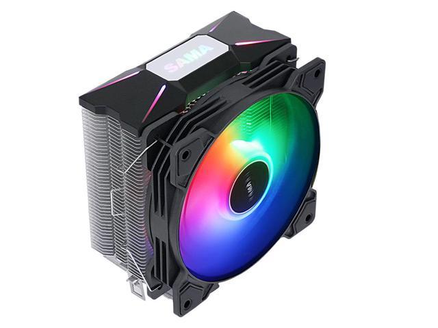 SAMA SC510 Black CPU Air Cooler with 4 Copper Heat Pipes Direct Contact Technology for AMD/Intel Universal Socket, PWM 12cm ARGB Fan Anti-Vibration.