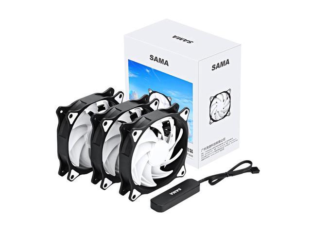 SAMA SF200 Black 120mm Case Fans High-Performance 4PIN PWM Interface,3 Pack, High Airflow Premium Quiet Computer Case Fans with Fan Hub