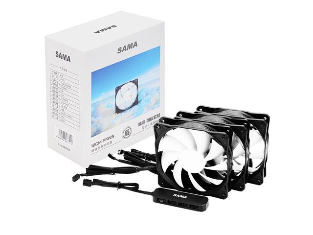 SAMA 120mm Case Fans, Silent Computer Case Fans With 4pin PWM Interface Fan Hub, 3 Pack SF100 Black