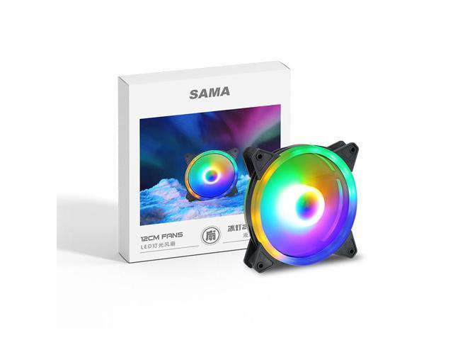 SAMA SF410 120mm High Airflow Quiet Edition Balck LED Case Fan, High-Performance LP4 Adapter-Hydraulic Bearing Computer Case Fan,4PIN PWM Interface