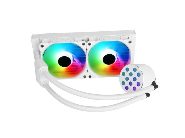 SAMA CY240 White CPU Water Cooler, Addressable RGB All-in-one High Efficiency CPU Liquid Water Cooler,240mm Radiator, Dual 120mm ARGB PWM Fans for.
