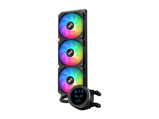 SAMA SM360 Black 360mm Liquid Water AIO CPU Cooler For Gaming PC Computer with Screen LCD Display, 3 ARGB PWM Silent Fans