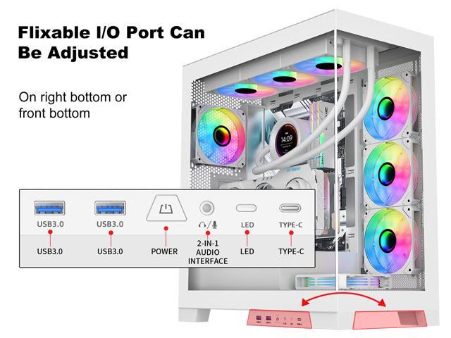 SAMA 4503 Dual USB3.0 and Type C Tempered Glass ATX Mid Tower Gaming PC Computer Case, w/ 4 x 120mm ARGB Fans (3 x MB Side, 1 x Rear)...