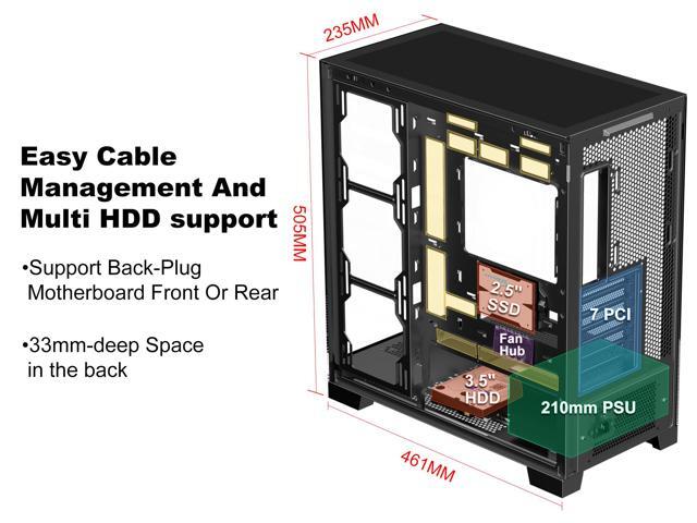 SAMA 4503 Dual USB3.0 and Type C Tempered Glass ATX Mid Tower Gaming PC Computer Case, w/ 4 x 120mm ARGB Fans (3 x MB Side, 1 x Rear)...