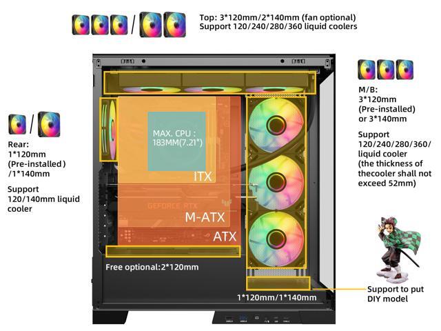 SAMA 4503 Dual USB3.0 and Type C Tempered Glass ATX Mid Tower Gaming PC Computer Case, w/ 4 x 120mm ARGB Fans (3 x MB Side, 1 x Rear)...