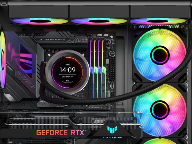 SAMA SM360 PRO AIO 360mm Liquid Cooler 2.8 inch Screen LCD Display CPU Cooler, Gaming Computer PC Cooler with 3 ARGB PWM Silent Fans
