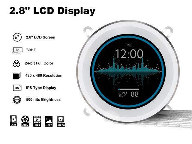 SAMA SM360 PRO AIO 360mm Liquid Cooler 2.8 inch Screen LCD Display CPU Cooler, Gaming Computer PC Cooler with 3 ARGB PWM Silent Fans
