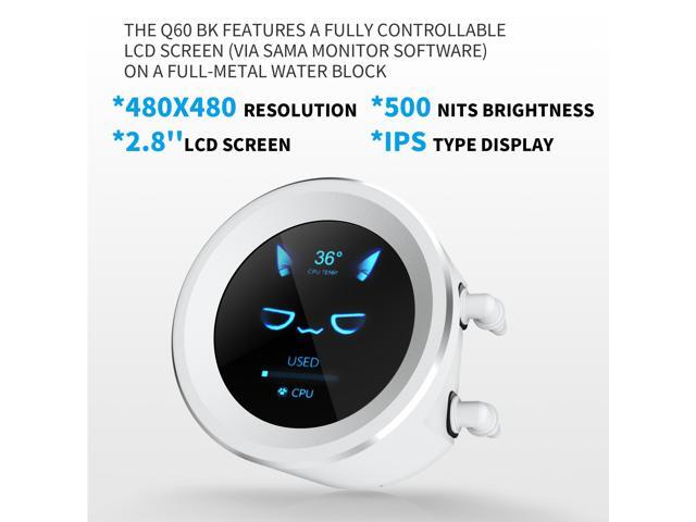 SAMA Q60 White CPU Liquid Cooler, 360MM Liquid Water Cooling with 2.8' LCD Display & XT120 Modular Fans LCP Blade for Enhanced Cooling and Noise...