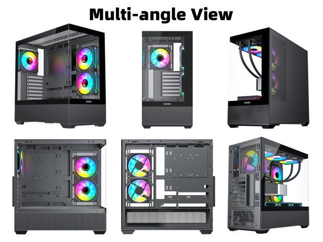 SAMA SV02 ATX Computer Gaming PC Case Mid Tower Black with 3 ARGB Fans Pre-Installed, Tempered Glass Transparent Side Panel,BTF Back Plug...