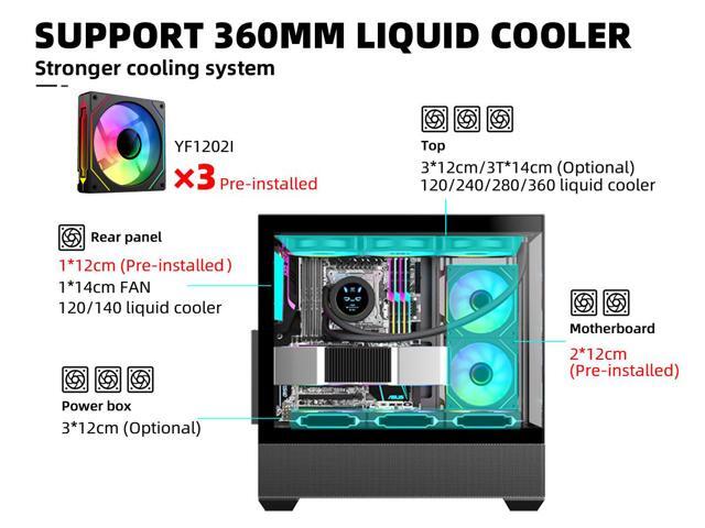 SAMA SV02 ATX Computer Gaming PC Case Mid Tower Black with 3 ARGB Fans Pre-Installed, Tempered Glass Transparent Side Panel,BTF Back Plug...