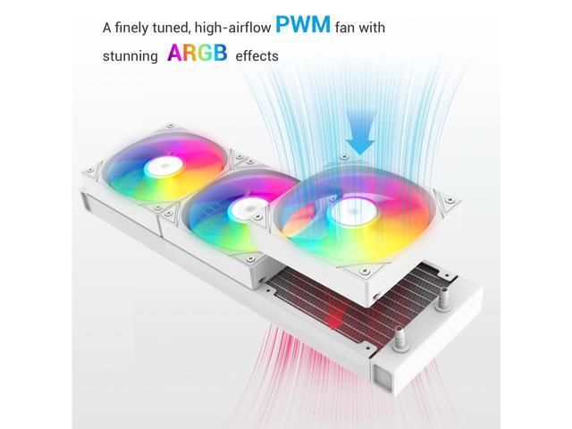 SAMA L60 CPU Liquid Cooler, AIO Cooler 360mm 4pin PWM Quiet Fans - FDB Bearings ARGB Water Cooling, White CPU Cooler Compatible LGA...