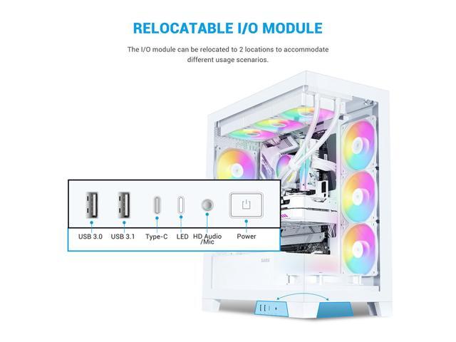 SAMA V50 White Mid Tower PC Case, 4x120mm ARGB PWM Fan Pre-Install for Efficient Cooling, Compatible ATX/MATX/ITX Motherboards and Back-Connect...
