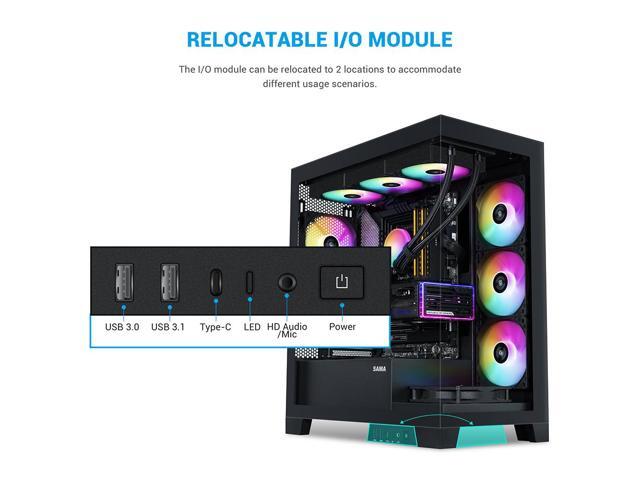 SAMA V50 Black Mid Tower PC Case, 4x120mm ARGB PWM Fan Pre-Install for Efficient Cooling, Compatible ATX/MATX/ITX Motherboards and Back-Connect...