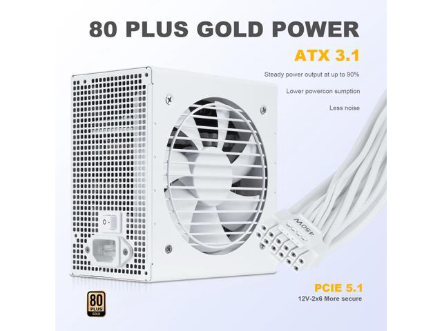 SAMA GT850WH White 80 PLUS Gold Fully Modular ATX Power Supply - ATX 3.1 & PCIe 5.1 Compliant - Japanese Capacitors - FDB Fan with Auto Speed...