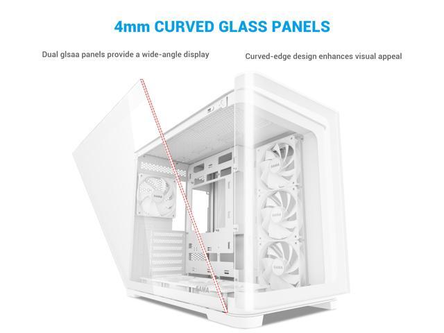 SAMA V60 PC Case, Mid-Tower Computer Case, A Curved Tempered Glass, 7 Pre-Installed ARGB PWM Fans and Fan Hub, USB Type-C, ATX/MATX/ITX...