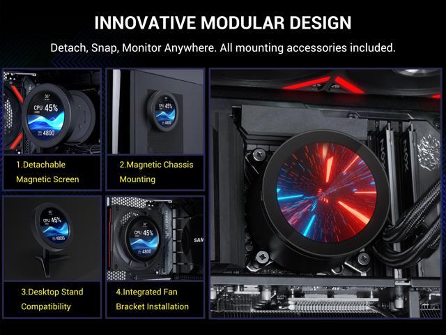 SAMA Q70 Black CPU Liquid Cooler, 360MM Liquid Water AIO CPU Cooler with 2.8' LCD Display, Magnetic Detachable, XT120 Modular Fans LCP Blade, Bonus...