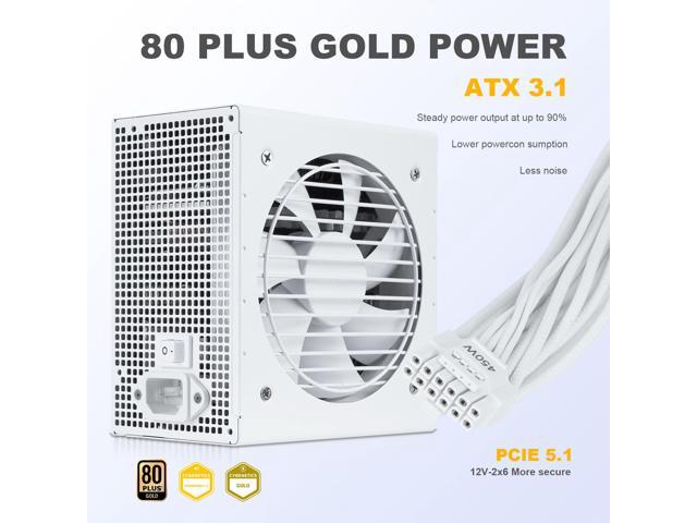 SAMA GT650WH White 80 PLUS Gold Fully Modular ATX Power Supply - ATX 3.1 & PCIe 5.1 Compliant - Japanese Capacitors - FDB Fan with Auto Speed...