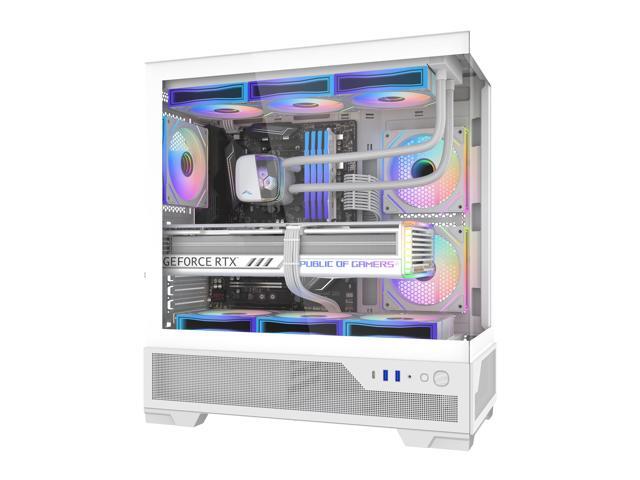 SAMA V43 Mid-Tower PC Case, 6 x 120mm PWM ARGB Fans, 4mm Tempered Glass, USB3.1 Type-C + USB 3.0 Ports, 7 Slots, Pre-Installed PWM+ARGB HUB,.