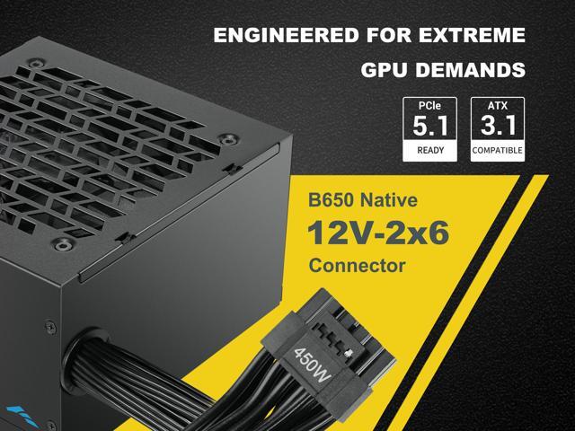 SAMA B650 650W ATX 3.1 Power Supply, Cybenetics Bronze Certified, PCIe 5.1 Ready 12V-2x6 (450W), APFC LLC + DC-DC Design, 120mm Silent Fan,...