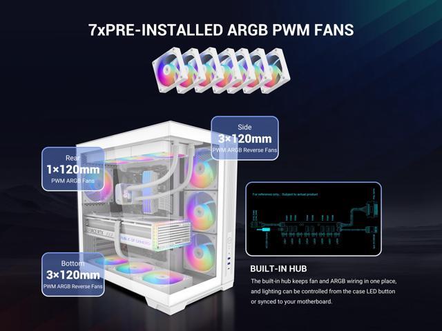 SAMA V52 PC Case with 7 ARGB Fans and Hub, Full View Tempered Glass Mid Tower Gaming Case, Type-C, High Airflow, Supports ATX / Micro-ATX /...