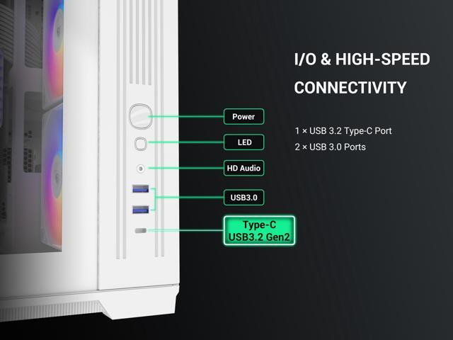 SAMA V52 PC Case with 7 ARGB Fans and Hub, Full View Tempered Glass Mid Tower Gaming Case, Type-C, High Airflow, Supports ATX / Micro-ATX /...