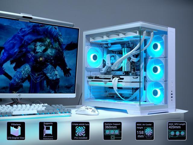 SAMA V52 PC Case with 7 ARGB Fans and Hub, Full View Tempered Glass Mid Tower Gaming Case, Type-C, High Airflow, Supports ATX / Micro-ATX /...