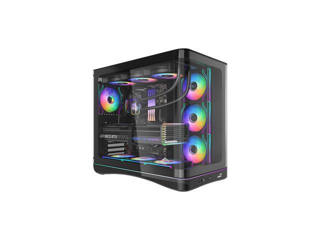 SAMA V62 Mid-Tower PC Case, 7x120mm Pre-Installed ARGB PWM Fans, 4mm Tempered Glass, USB 3.1 Type-C & USB 3.0 Ports, 7 Slots, Support ATX/MATX/ITX,...