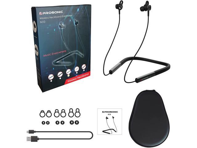 Prosonic N10 Wireless Neckband Headphones with 12mm Drivers, 12 Hours Playtime, HD Stereo Crystal Clear Sound, IPX5 Waterproof, Sporty and...