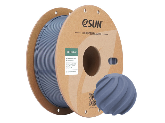 eSUN PETG Basic Filament 1.75mm, High Toughness Glossy PETG 3D Printing Filament, 1KG Spool (2.2 LBS) 3D Printer Filament, Solid Grey