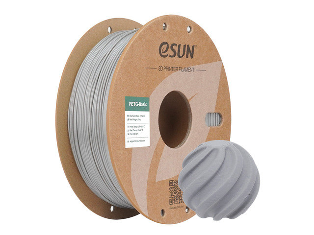 eSUN PETG Basic Filament 1.75mm, High Toughness Glossy PETG 3D Printing Filament, 1KG Spool (2.2 LBS) 3D Printer Filament, Solid Silver