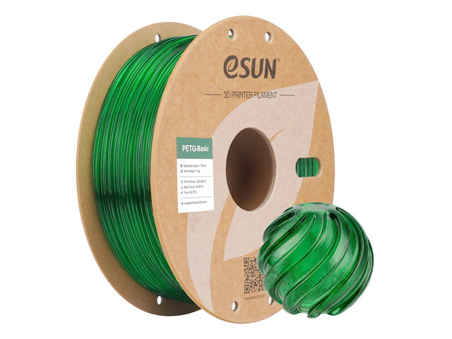 eSUN Basic PETG Filament 1.75mm, High Toughness Glossy PETG 3D Printing Filament, 1KG Spool (2.2 LBS) 3D Printer Filament, Transparent Green