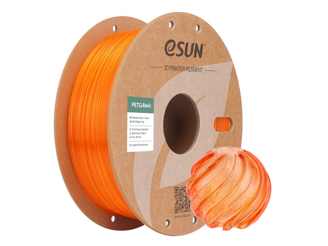 eSUN Basic PETG Filament 1.75mm, High Toughness Glossy PETG 3D Printing Filament, 1KG Spool (2.2 LBS) 3D Printer Filament, Transparent Orange