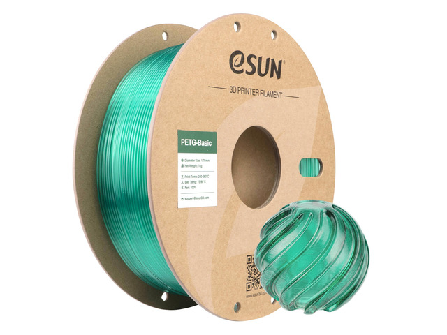 eSUN PETG Basic Filament 1.75mm, High Toughness Glossy PETG 3D Printing Filament, 1KG Spool (2.2 LBS) 3D Printer Filament, Translucent Light Green