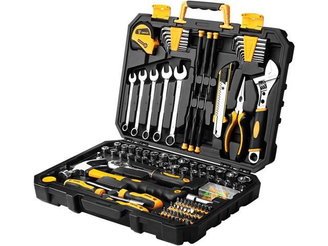 DEKOPRO 158 Piece Tool Set-General Household Hand Tool Kit,Auto Repair Tool Set, with Plastic Toolbox Storage Case