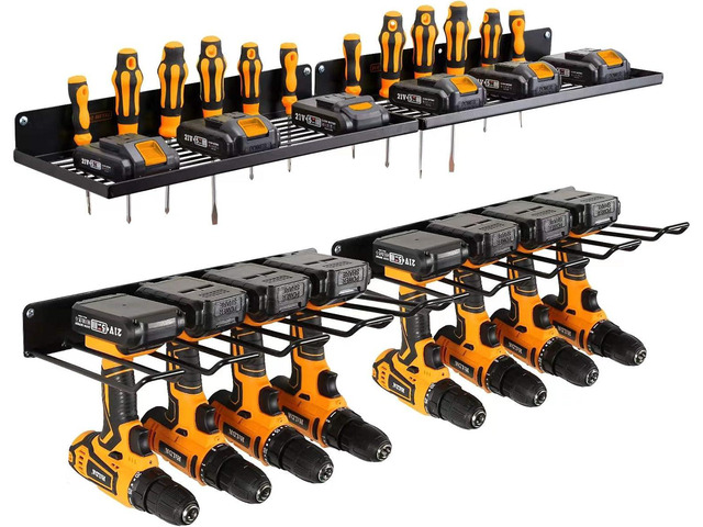 UU-Major Power Tool Organizer with Charging Station,Drill Holder Wall Mount,Garage Storage Shelves for Organization and Storage,Heavy Duty Pegboard...