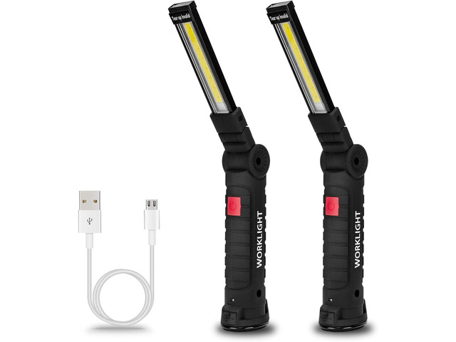 Lmaytech Tool Gifts for Men 2Pack Rechargeable LED Work Lights with Magnetic Base, 360° Rotation,Versatile Lighting for Repairs, Outdoors, Mens Gifts