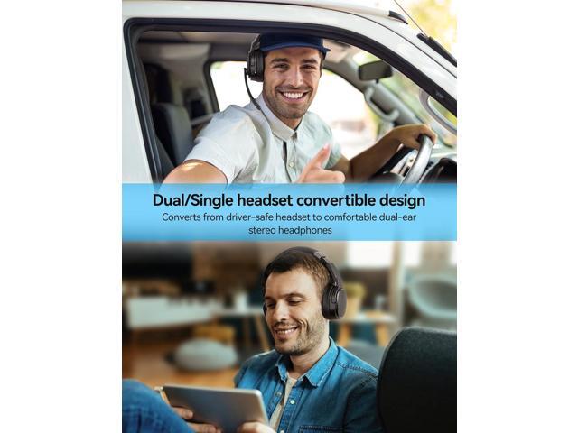TECKNET Bluetooth Trucker Headset, Single and Dual Ear Wireless Headset with Mic for Work Noise Cancelling, 50Hrs 3 EQ Music Modes Trucker...