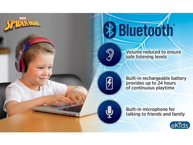 eKids Spiderman Wireless Bluetooth Portable Headphones with Microphone, Volume Reduced to Protect Hearing Rechargeable Battery, Adjustable Kids...