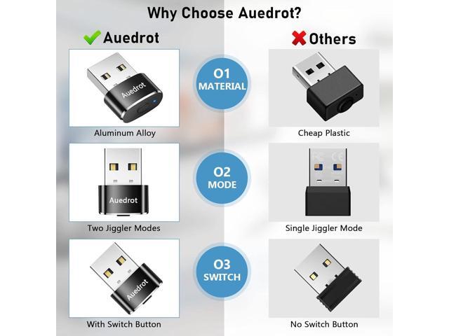 AUEDROT Mouse Jiggler Undetectable Metal USB Mouse Mover with Switch Button, Automatic Mini Mouse Shaker with 2 Jiggle Modes, Plug and Play, Keep...