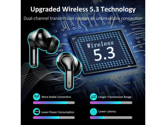 Wireless Earbud, Bluetooth Headphones 5.3 NEW 40H Ear Buds Bass Stereo Earphones Noise Cancelling Earbud with 4 ENC Mic in-Ear Bluetooth Earbud...