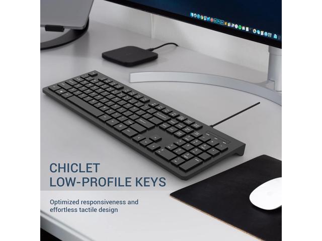 Computer Keyboard Wired, Plug Play USB, Low Profile Chiclet Keys, Large Number Pad, Caps Indicators, Foldable Stands, Spill-Resistant, Anti-Wear...