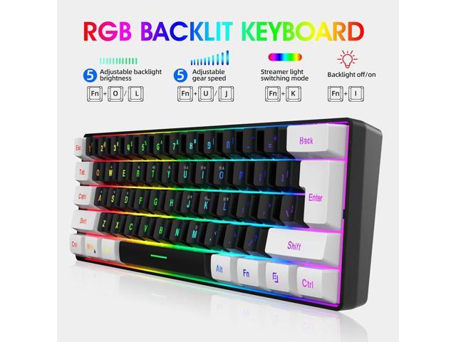 Snpurdiri 60% Wired Gaming Keyboard, Small RGB Backlit Membrane Gaming Keyboard, Ultra-Compact Mini Waterproof Keyboard for PC Computer Gamer White...