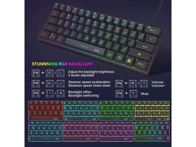 MageGee Mini 60% Gaming Keyboard, RGB Backlit 61 Key Ultra-Compact Keyboard, TS91 Ergonomic Waterproof Mechanical Feeling Office Computer Keyboards...